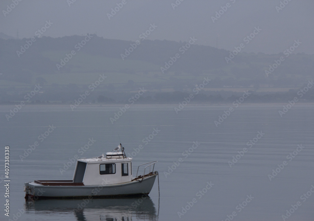 fishing boat on the lake in Angesley, Wales