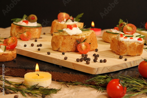 bruschetta with tomato and cheese