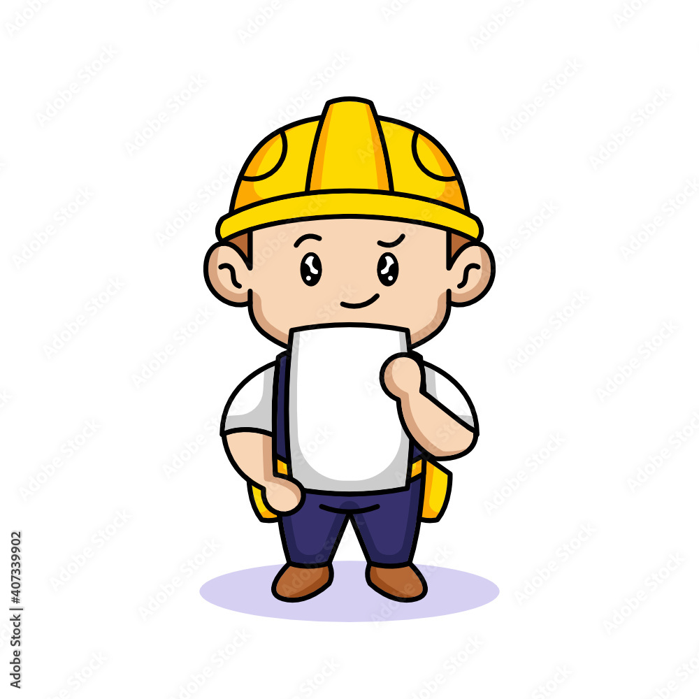 Cute male kid with construction worker costume