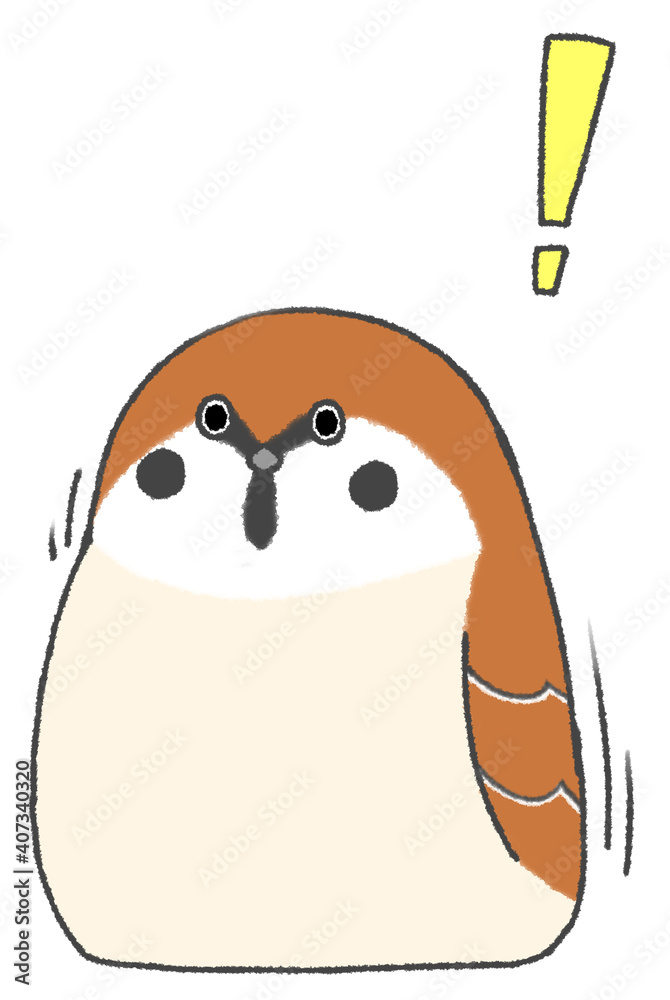 びっくりしてのびるかわいいスズメ Stock Illustration Adobe Stock