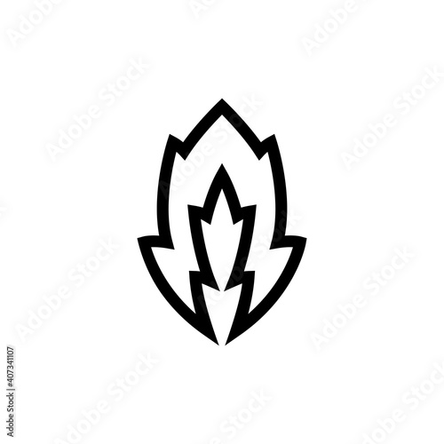 simple leaf logo with line design black color, modern and environment template