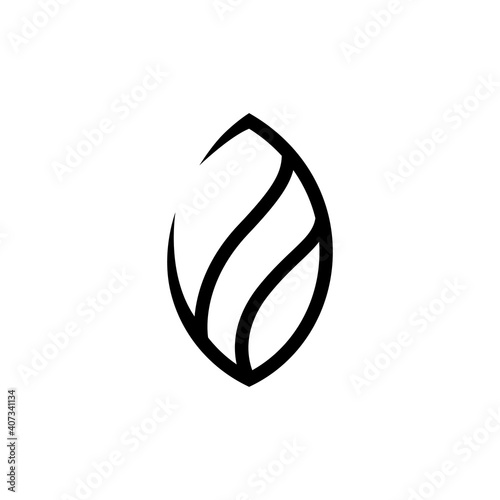 leaf logo in line concept black color, nature simple template