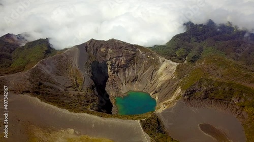 aerial view of irazu volcano crater lake in costa rica photo