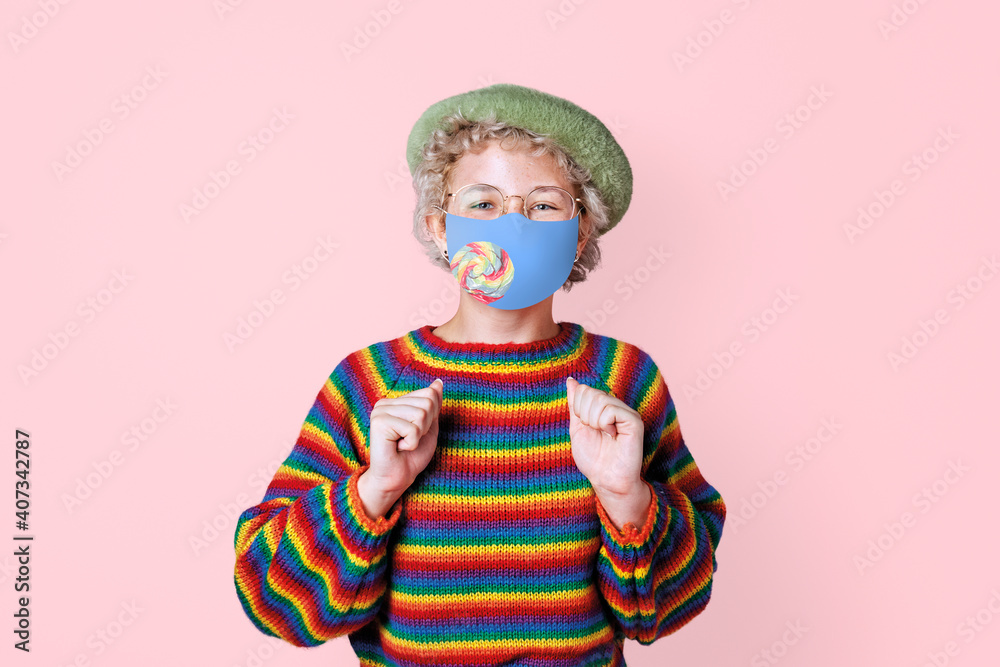 Boy wearing face mask to prevent Covid 19 Boy wearing face mask to prevent Covid 19
