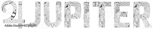 Vector handdrawn illustation of Jupiter sign for coloring
