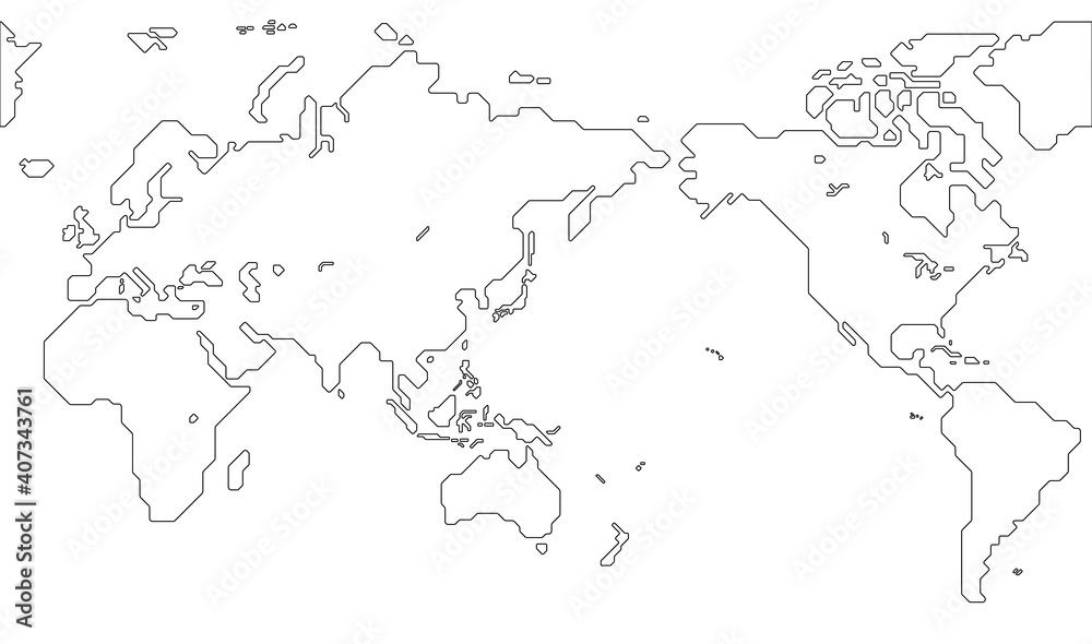 世界地図（簡略化されたアウトラインの世界地図）