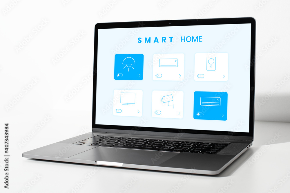 Smart home program on laptop screen Smart home program on laptop screen