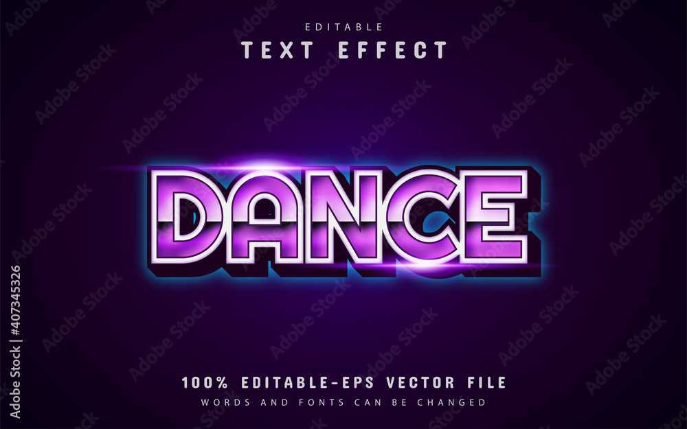 Dance text, purple 80s style text effect