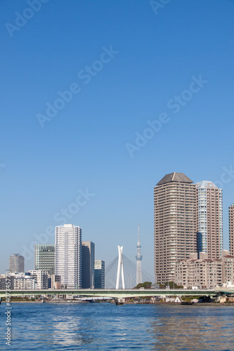 Tokyo Cityscape and the Sumida River against the Blue Sky © Yz-Wu