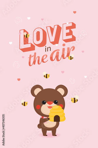 Illustration of Valentine s Day greeting card. Character design.
