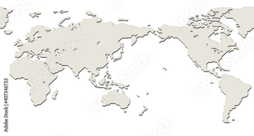 世界地図3DCG（影付き）