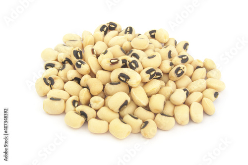 Heap of black eyed isolated on white beans background
