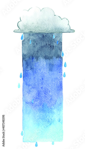 Cloud sky on rainy day watercolor hand painting banner for decoration on weather forecast concept.