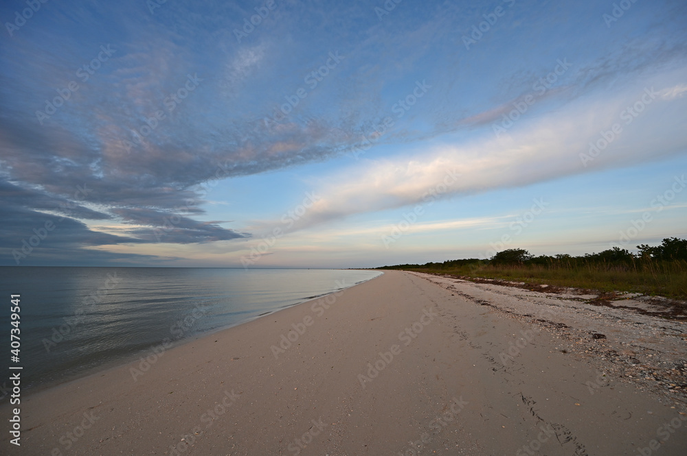 Beach at Middle Cape Sable in Everglades National Park, Florida at sunrise in winter. Beach at Middle Cape Sable in Everglades National Park, Florida at sunrise in winter.