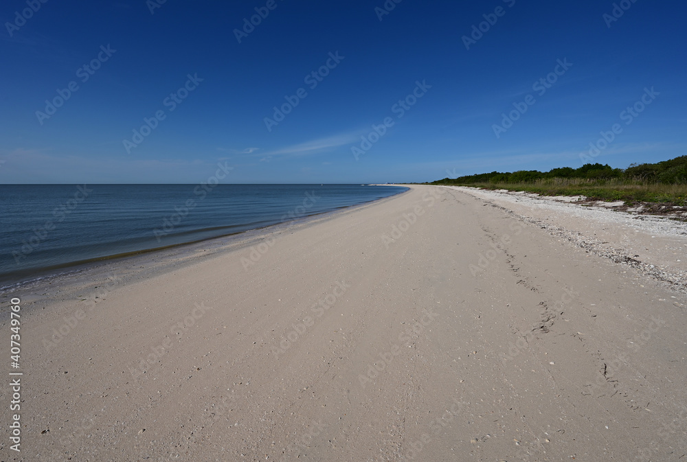 Beach at Middle Cape Sable in Everglades National Park, Florida in morning light in winter.