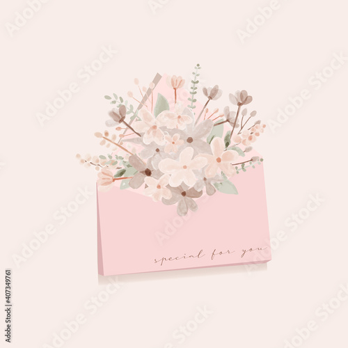 sending bouquet flower message in envelope special for you