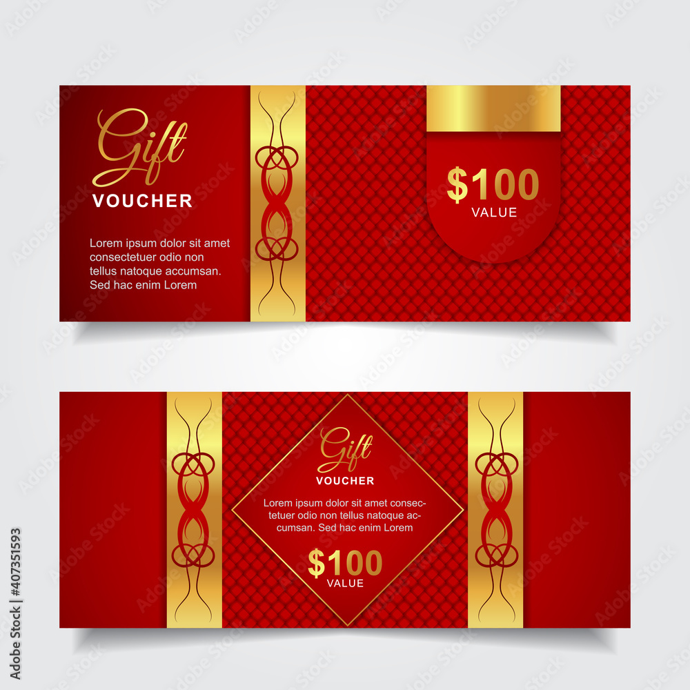 Collection of luxury gift cards and invitations with elegant gold element decoration. Vector layout design template can use for company business voucher, ticket, coupon shop in holiday Collection of luxury gift cards and invitations with elegant gold element decoration. Vector layout design template can use for company business voucher, ticket, coupon shop in holiday
