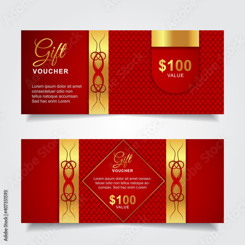 Collection of luxury gift cards and invitations with elegant gold element decoration. Vector layout design template can use for company business voucher, ticket, coupon shop in holiday