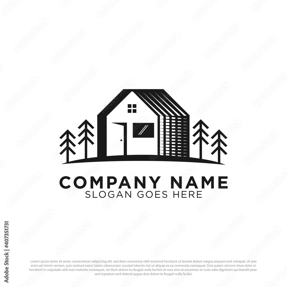 Building House logo vector with rustic or vintage style white backgrounds
