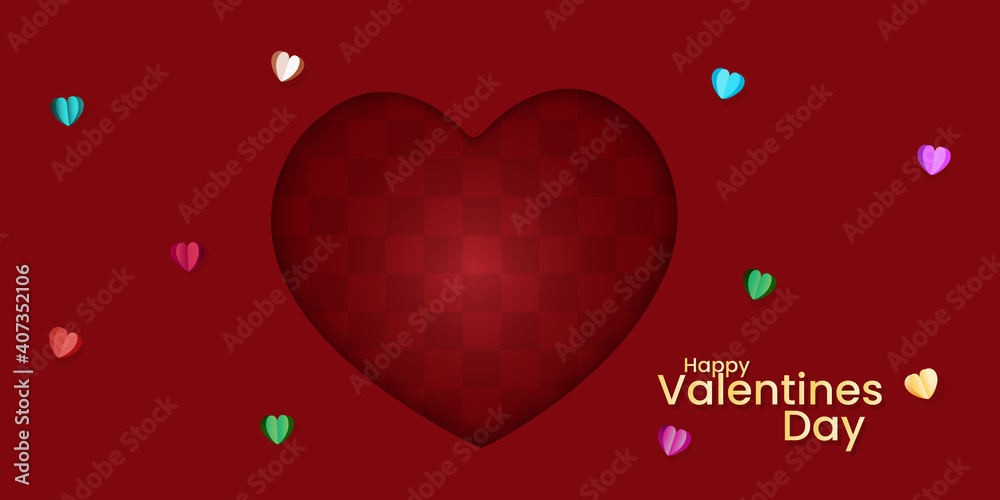 Happy Valentines day background with heart, poster, banner or greeting card