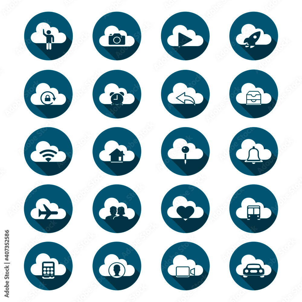 Set of Computer Cloud Related Icons. Vector illustration