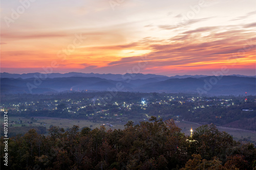 Wallpaper Mural Landscape morning mist over the city of Khun Yuam. At the top of Doi Mo Ya. Khun Yuam District, Mae Hong Son Province, Thailand. Torontodigital.ca