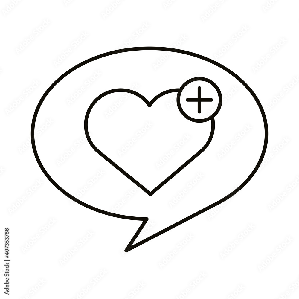 Digital marketing heart in bubble line style icon vector design Digital marketing heart in bubble line style icon vector design