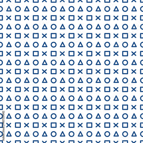 Modern Blue Geometry icon on white background. Game wallpaper concept.Seamless Pattern.