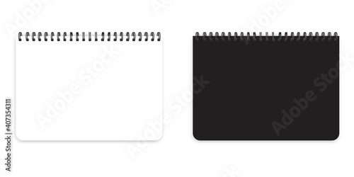 Realistic notepads for booklet design. Blank vertical notebook page. Stock image. EPS 10.