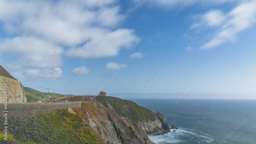 Time Lapse: Devil's Slide Bunker cliffs, panoramic view. Time Lapse: Devil's Slide Bunker cliffs, panoramic view.