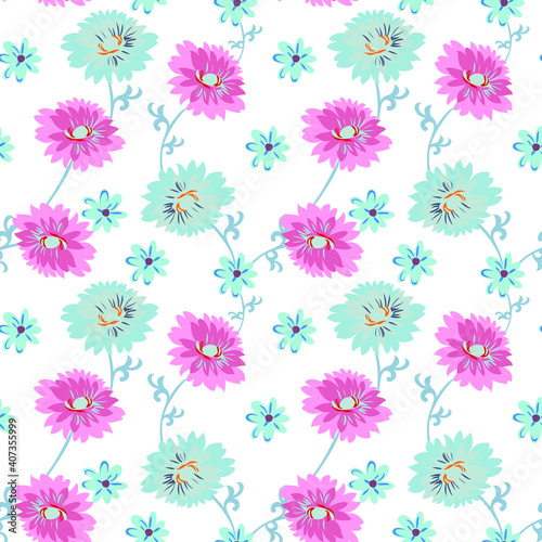 seamless flower with paisley pattern on background