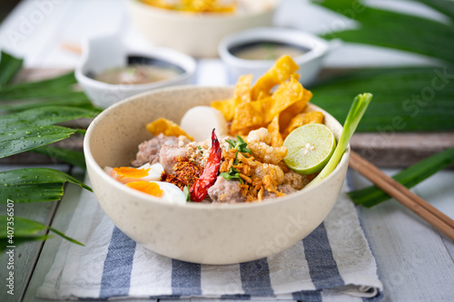 Thai tom yom rice noodle with soup