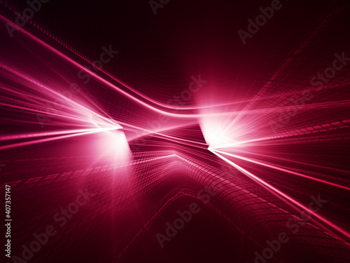 Abstract red and black background. Detailed generative fractal graphics. Technology and science concept.
