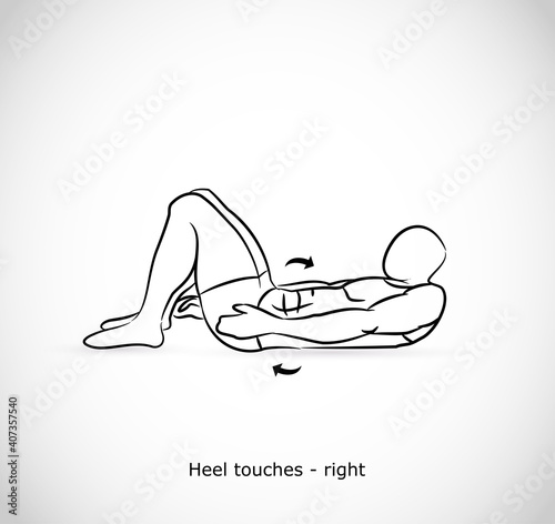 Type of exercise - illustration vector - heel touches