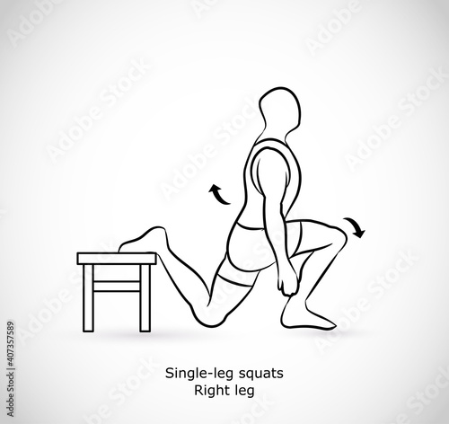 Type of exercise - illustration vector - single leg squat