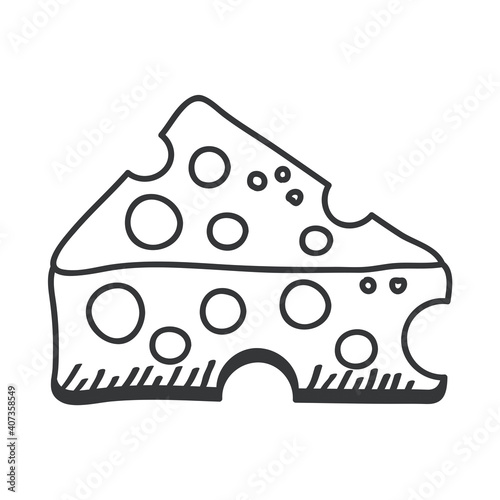 cheese hand draw and line style icon vector design