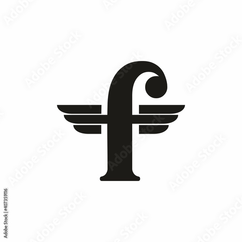 Black f initial letter logo template