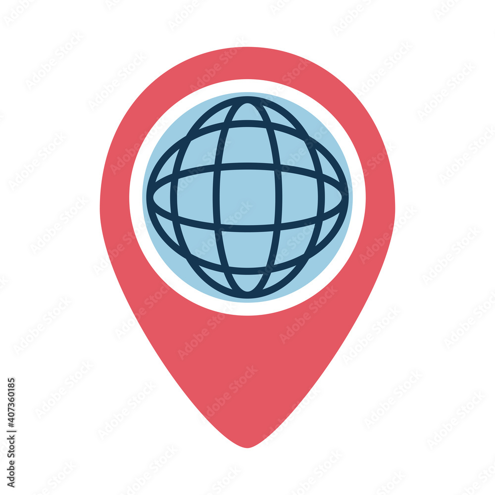 Digital marketing global sphere in gps mark flat style icon vector design