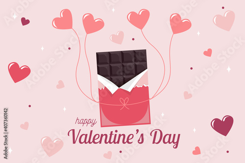 Happy Valentine's Day Illustration with Flat Style