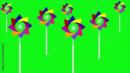 colorfull animated propeller in green screen