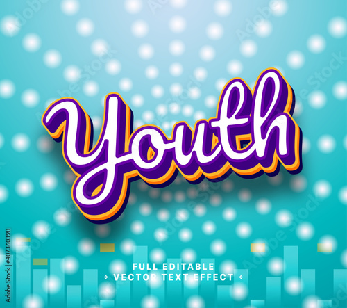 3d youth script style, editable text effect
