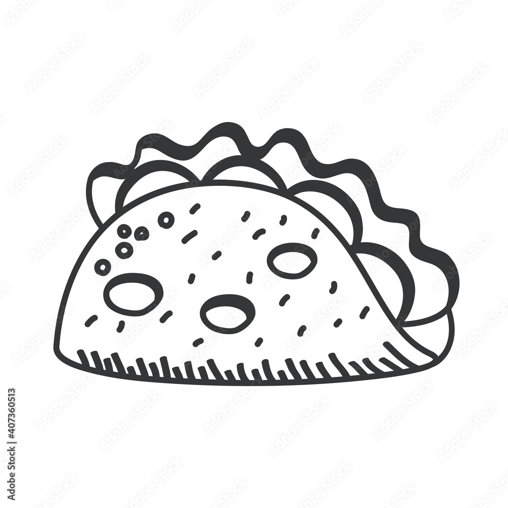 taco hand draw and line style icon vector design taco hand draw and line style icon vector design