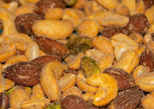 many types of roasted hazelnuts