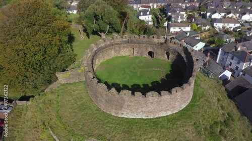 Aerial view over Totnes and Totnes Castle, Devon, England photo