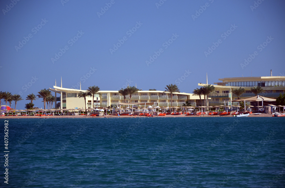 Resorts and hotels at coast of Sharm El Sheikh., Egypt 