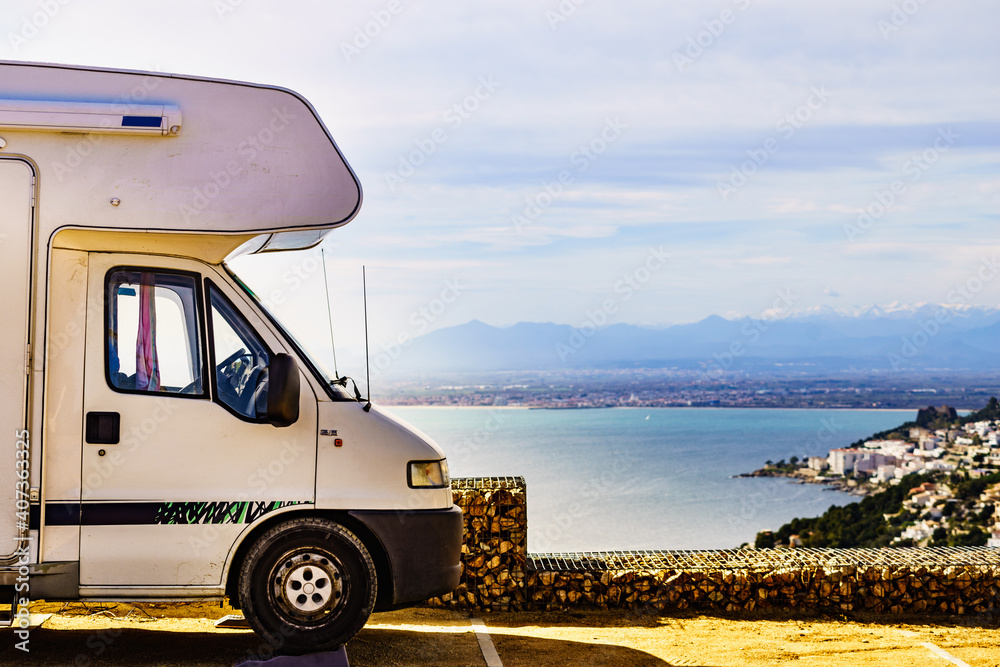 Caravan on catalan coast of Spain, Punta Falconera