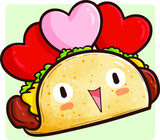 Funny and kawaii valentine taco laughing happily
