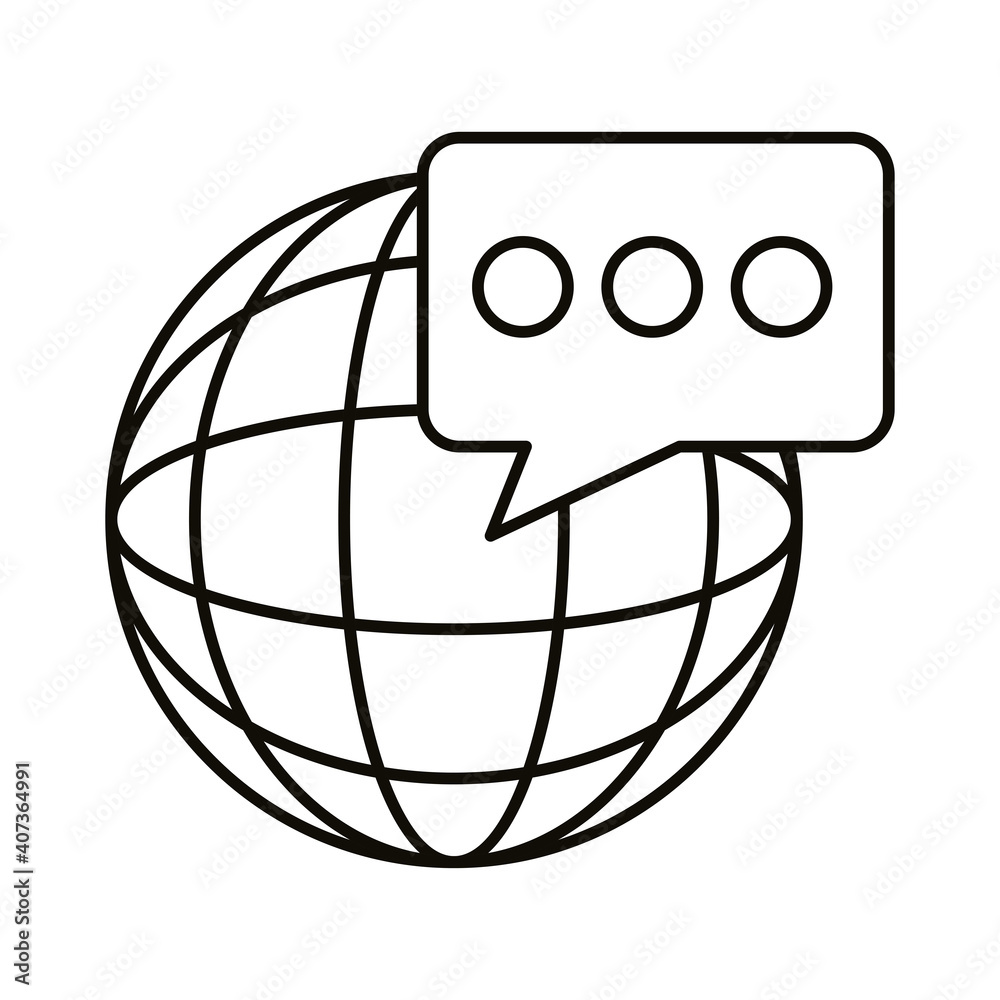 Digital marketing global sphere with bubble line style icon vector design Digital marketing global sphere with bubble line style icon vector design