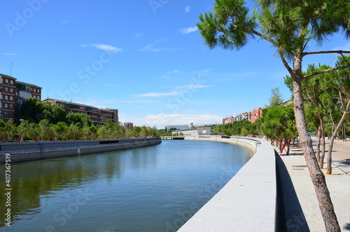 On one of the embankments of Madrid, Spain