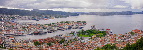 Panoramic views of the old city of Bergen